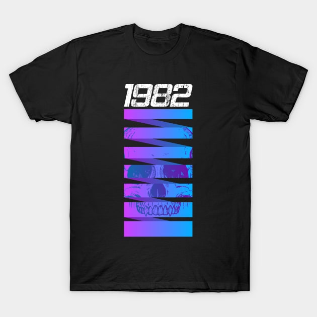 1982 Retrowave Skull T-Shirt by AR DESIGN